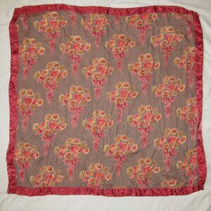 Vintage April Cornell 2000 35”x 33” Tablecloth Scarf Square Tea Floral Rayon